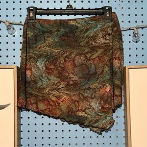 Wild Fable Asymmetrical Skirt in Brown and Teal